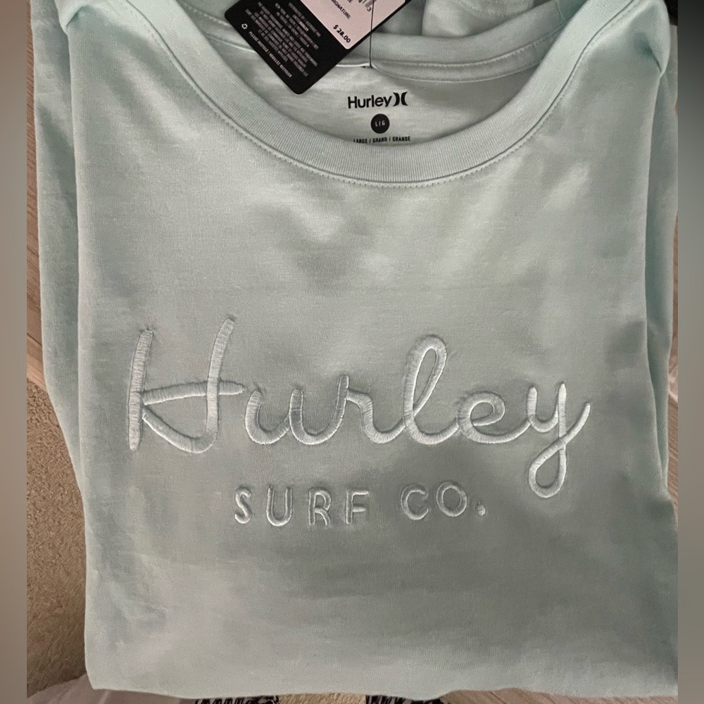 Hurley Mint Green-Aqua Blue Surf Co. Short Sleeve Tee